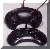 Two versions of the Genesis controller. 3-button (top) and 6-button (bottom) pads