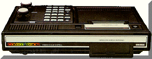 The Colecovision unit, with controllers in recessed holders.